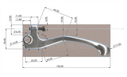Brake Lever Technical Drawing by PK Fabrication
