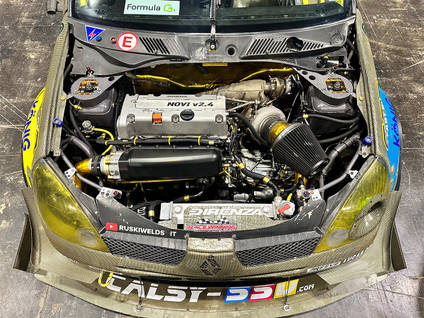 Carbon Kevlar Panelled Time Attack Race Car Bonnet View