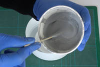 Measuring, mixing and pouring the silicone and catalyst
