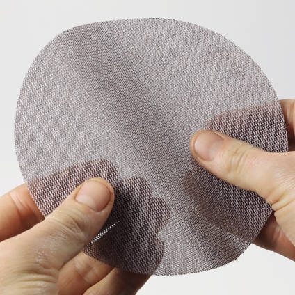 Mirka Abranet Finishing Mesh Pads are Easily Flexed to Help with Unclogging