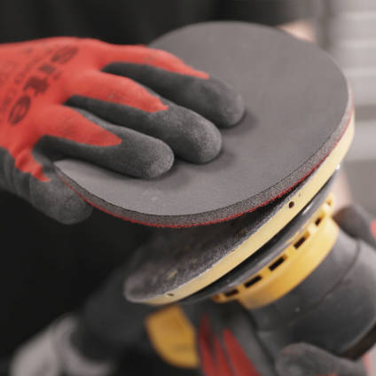 Attaching a Mirka Abralon Abrasive Pad to the Sander