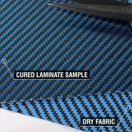 Blue Carbon FIbre Cloth 2/2 Twill Cured Laminate Sample