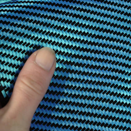 Blue Carbon Fiber Cloth 2x2 Twill In Hand Closeup