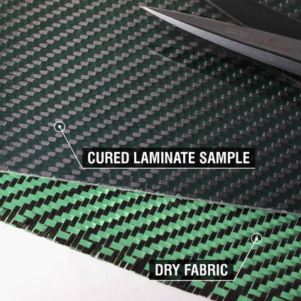 Green Carbon Fiber Cloth 2x2 Twill Cured Laminate Sample