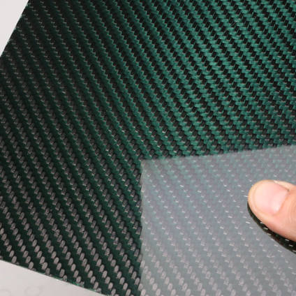 Green Carbon Fiber Cloth 2x2 Twill Cured Laminate Sample