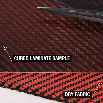 Red Carbon Fiber Cloth 2x2 Twill Cured Laminate Sample