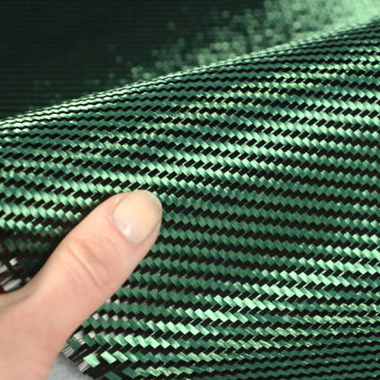 Green Carbon Fiber Cloth 2x2 Twill In Hand
