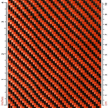 210g Carbon Fiber/Orange Kevlar Hybrid Fabric with Rulers