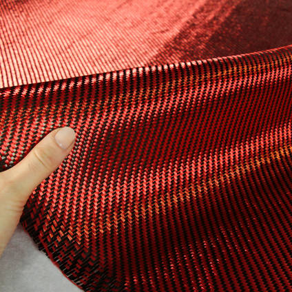 Red Carbon Fiber Cloth 2x2 Twill In Hand