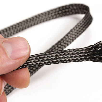 10mm Braided Carbon Fiber Sleeve in Hand