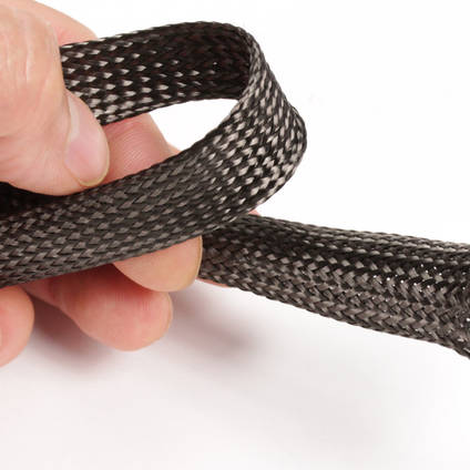 5mm Braided Carbon Fiber Sleeve in Hand