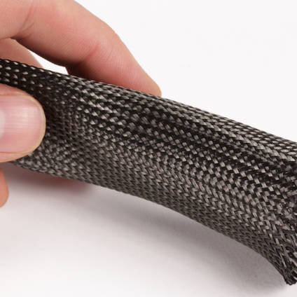 40mm Braided Carbon Fiber Sleeve in Hand