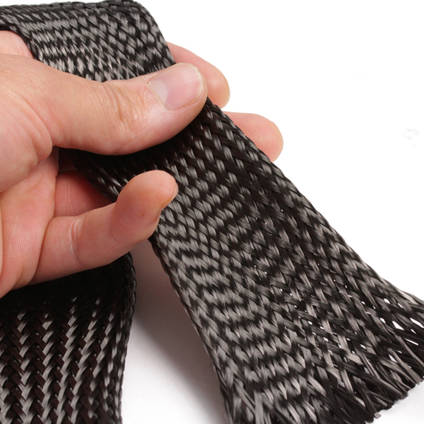 80mm Braided Carbon Fiber Sleeve in Hand