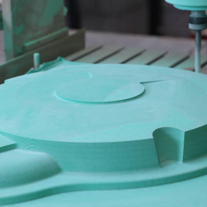 Closeup of Machining Epoxy Tooling Board on a 3 Axis Router