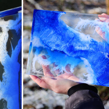 Layered Resin Art Created Using GlassCast® 10 Clear Epoxy Resin and Pigments