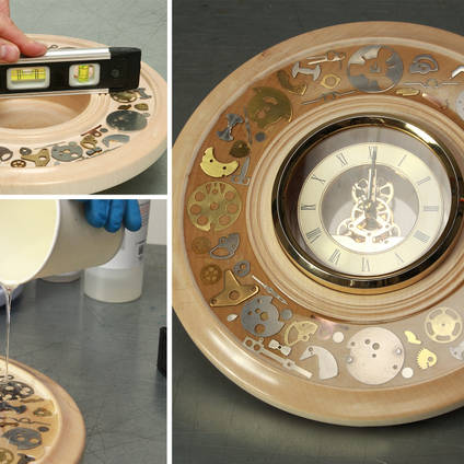 Wall Clock with Embedded Components Coated in GlassCast® 3 Clear Epoxy Coating Resin by Mr Peacock