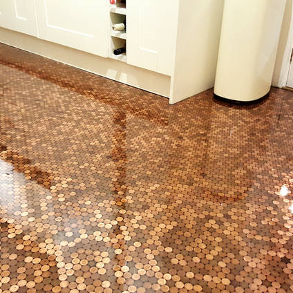 Penny Floor Created by Customer Matt Giles Using GlassCast 3 Epoxy Coating Resin