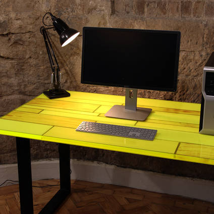 Neon Plank Table Created Using GlassCast 3 Epoxy Coating Resin and Neon Tinting Pigments