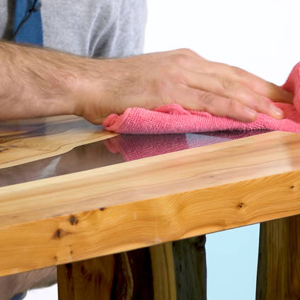 Polishing a River Table using a Microfiber Cloth