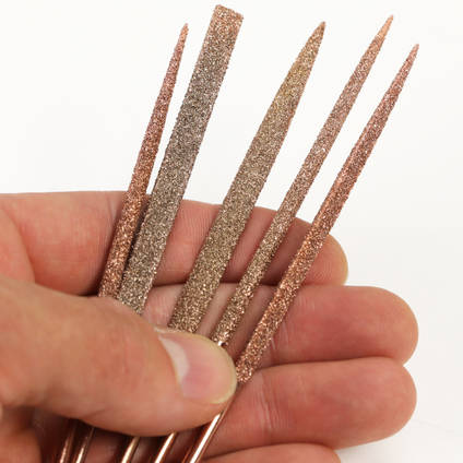 Perma-Grit Set of 5 Needle Files Including Handle in Hand
