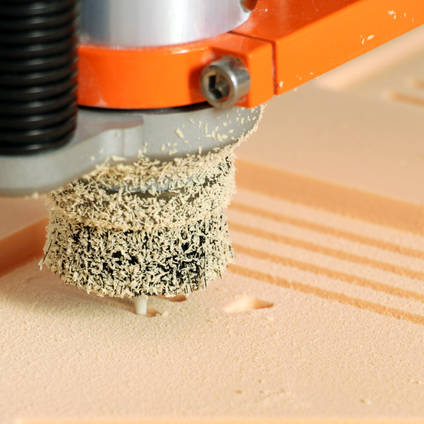 Closeup of CNC Machining PU240 Medium Density Urethane Tooling Board