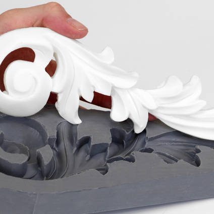Architectural Scroll Mould and Casting Made Using Xencast® P2 and CS25 Condensation Cure Silicone.