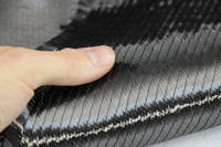 300gsm Biaxial Carbon Fiber Reinforcement - In Hand Closeup Thumbnail