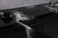 GlassCast Cosmic Black Granite Resin Countertop Side and Sink Thumbnail